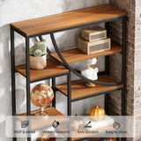 Tribesigns 70.87'' Tall Bookshelf, 9-Tier Industrial Etagere Bookcase, Large Geometric Bookshelves with Open Shelf, Wood & Metal Freestanding Display Shelf for Living Room, Brown & Black Tribesigns