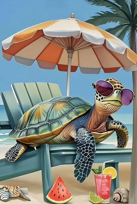 CSZPPQAF Beach Diamond Art Kits for Adults,Turtle Diamond Painting Kits for Adults Beginner, 5D DIY Full Drill Diamond Dots Paint by Diamonds Gem Painting for Home Decor 12x16 Inch CSZPPQAF