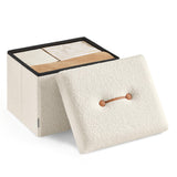 SONGMICS HOME Small Folding Storage Ottoman, Foot Rest Stool, 12.2 x 16.1 x 12.2 Inches, Ottoman with Storage, Load up to 286 lb, for Living Room, Bedroom, Dorm, Cream White ULSF094W01 SONGMICS HOME