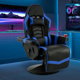 IBXFO Massage Gaming Chair for Adults, Heavy Duty Reclining Office Chair with Footrest, Adjustable Backrest and Cup Holder, Black Blue IBXFO