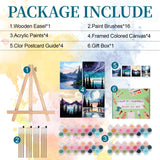 Ninonly 4 Pack Paint by Numbers Kit for Adults Framed Canvas, Art Supplies for Adults Beginners with Easel, Brushes, Acrylic Paint Set for Christmas Gift & Decor, 9 * 12 Inch Ninonly
