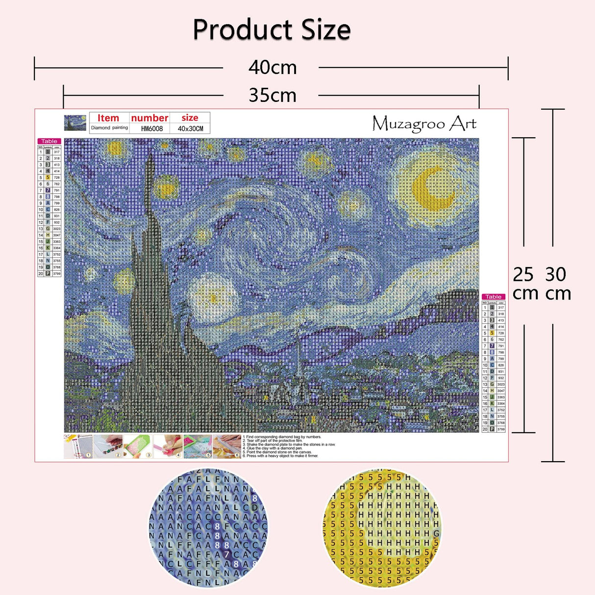 Muzagroo Art Van Gogh Diamond Painting Kits for Adults, DIY 5D Diamond Art Kits for Beginners, Starry Night Arts and Sunflower Crafts Diamond Art for Living Room, Kids Room 4 PCS Wall Art Muzagroo Art