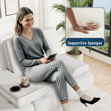 Furmax Futon Sofa Bed Adjustable Futon Couch Sleeper Sofa Bed for Living Room, Business Office, Recliner Sofa with Cup Holders (PU Leather, White) Furmax