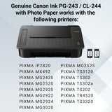 Canon PG-243 / CL-244 Genuine Ink Value Pack (2 Cartridges), Compatible with iP2820, MX492, MG2420/2520/2920/2922/2924/3020/2522/2525, TS3120/302/302a/202/4520/3320 Canon