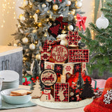 Funnymoom 17 Pcs Christmas Tiered Tray Decor Red and Black Buffalo Plaid Wood Signs Farmhouse Rustic Christmas Table Decorations Centerpieces Wooden Blocks for Xmas Winter Home Winter Party Decor Funnymoom
