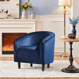 Yaheetech Velvet Club Chair, Modern Tufted Accent Chair with Armrest, Upholstered Barrel Chair with Solid Legs for Living Room/Bedroom/Study/Waiting Room, Navy Blue Yaheetech
