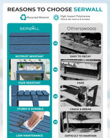 SERWALL Potting Bench Outdoor with Storage, 3-Tier HDPE Gardening Table with Angled Legs & Tool Hooks, All-Weather Heavy Duty Potting Table for Patio, Backyard, Garden, Blue SERWALL