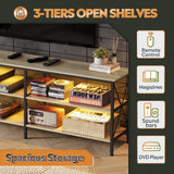 WLIVE TV Stand up to 70 Inch TV, 63" Entertainment Center with LED, TV Media Console with 3-Tier Storage Shelves for Living Room and Bedroom, Greige WLIVE