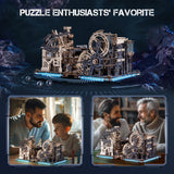 ROKR 3 in 1 Electric Wooden Marble Run, 3D Puzzles for Adults, Wood Model Building Toy Kits, Ideal Gift for Boys and Men ROKR