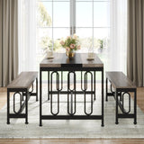 Tribesigns 55 Inch Dining Table Set for 4-6, 3-Piece Kitchen Table with 2 Benches, Space-Saving Dining Room Table Set for Home Kitchen, Restaurant, Grey Tribesigns