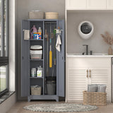 GEDELITE Metal Garage Storage Cabinets - 65" Broom Closet Storage Cabinet with Doors and Shelves,Utility Cleaning Supply Cabinet for Garage,Laundry,Office,Home (Gray, 65" H) GEDELITE