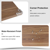 Feonase 5-Piece Dining Table Set for 4-8 People, 63" Extendable Kitchen Table with 2 Benches and 2 Square Stools, Mid-Century Modern Wooden Dining Room Table, Space-Saving, Walnut Feonase