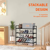 Nbwxcwbs Shoe Rack 4 Tier Shoe Organizer Shoe Storage Shoe Rack for Narrow Hallway Entryway Bedroom Easy Assembly (Black) Nbwxcwbs