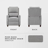 Lexicon Push Back Recliner Chair Living Room, Reclining Sofa Chair, Modern Recliner, Fabric Recliner Arm Seat for Living Room/Office/Apartment, Gray Lexicon