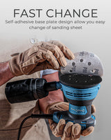 DongCheng 5” Random Orbital Sander, 3.0 Amp 12000OPM, 6 Variable Speed Electric Sander Kit with 10pcs Sandpapers & detachable Dust Collector, for Woodworking/Sanding/Polishing Dong Cheng