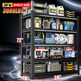 Welfiya 39" W Garage Shelving,5-Tier Heavy Duty Shelving Unit,3000LBS Adjustable Metal Storage Shelves,Storage Rack Units for Industrie,Shed,Warehouse,Basement,Black,39" W x 18" D x 72" H Welfiya