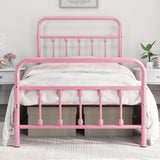 Yaheetech Classic Metal Platform Bed Frame Mattress Foundation with Victorian Style Iron-Art Headboard/Footboard/Under Bed Storage/No Box Spring Needed/Twin Size Pink Yaheetech