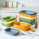 KROKORI Ceramic Bakeware Dish Set of 3, Rectangular Baking Casserole for Oven,High Heat Resistant,Lasagna Pan Deep with Handles,Handcraft Speckle Series (13.8''/12''/9.6''Grey) Krokori