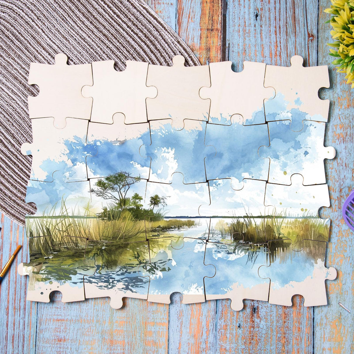 AWIZOM 120 Pcs Blank Wooden Puzzle Pieces for Crafts 3.5x2.99 Inch Wooden Puzzle Shape Cutouts Unfinished Freeform Jigsaw Wood Puzzles for Arts & Crafts, DIY Projects, Painting, Home Decoration AWIZOM