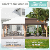 MELLCOM 12' x 24' Hardtop Gazebo,Galvanized Steel Metal Double Roof Aluminum Gazebo with Curtain and Netting,Brown Permanent Pavilion Gazebo with Aluminum Frame for Patios,Gardens,Lawns MELLCOM