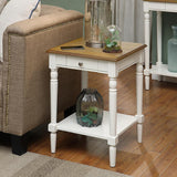 Convenience Concepts French Country End Table 18" -Traditional Farmhouse Side Table with Storage Drawer and Shelf, Living Room, Driftwood/White Convenience Concepts