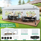 COBIZI Canopy 10x20 Pop Up Canopy Tent with 6 Sidewalls, One Push Party Tents for Parties Outdoor Wedding Waterproof Gazebo Commercial Event Tent with Sandbags, White COBIZI