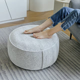 weruisi Inflatable Pouf Ottoman, 21x10 Inches Stuffed Chenille Ottoman with Inflatable PVC Liner, Foot Rest with Portable Handle, Round Floor Pillow for Living Room, Bedroom, Kids Room weruisi