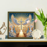 Special Shape Diamond Art Kits for Adults, 5D Religious Diamond Painting Kit with Cross, Ethereal Wings & Celestial Gate, DIY Crystal Rhinestones Painting for Home Wall Decor Gift 11.8 x 11.8 inch antor