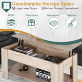 PayLessHere Coffee Table Lift Top Coffee Tables with Hidden Compartment and Storage Shelf Wooden Lift Tabletop Dining Table for Living Room Home Small Space, Natural PayLessHere