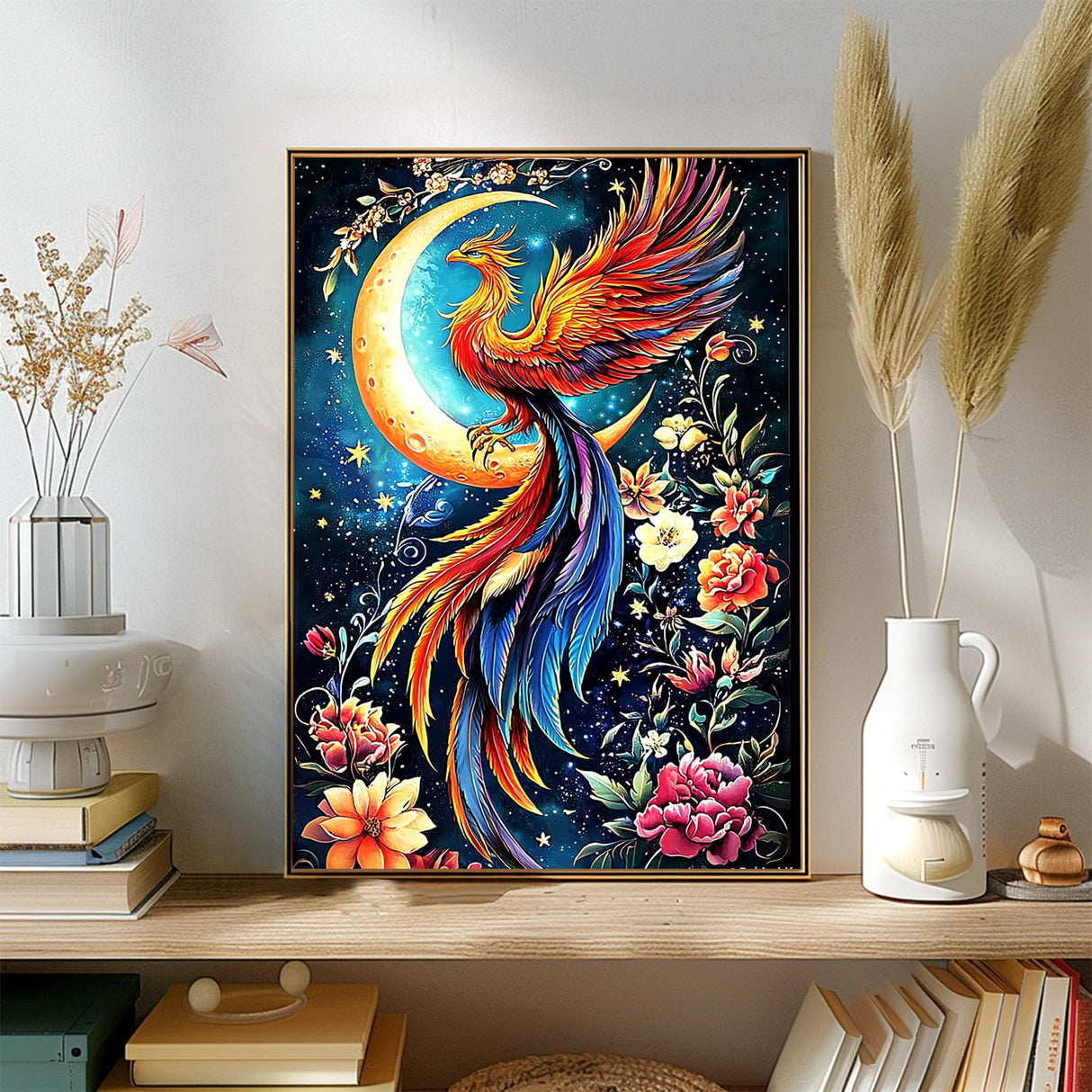 Genius maker Phoenix Diamond Painting Kits for Adults, 5D Moon Diamond Art Kits for Beginners DIY Full Drill Diamonds Painting Pictures, Diamond Gem Art Painting DIY Crafts Kit Decor 12x16inch Genius maker