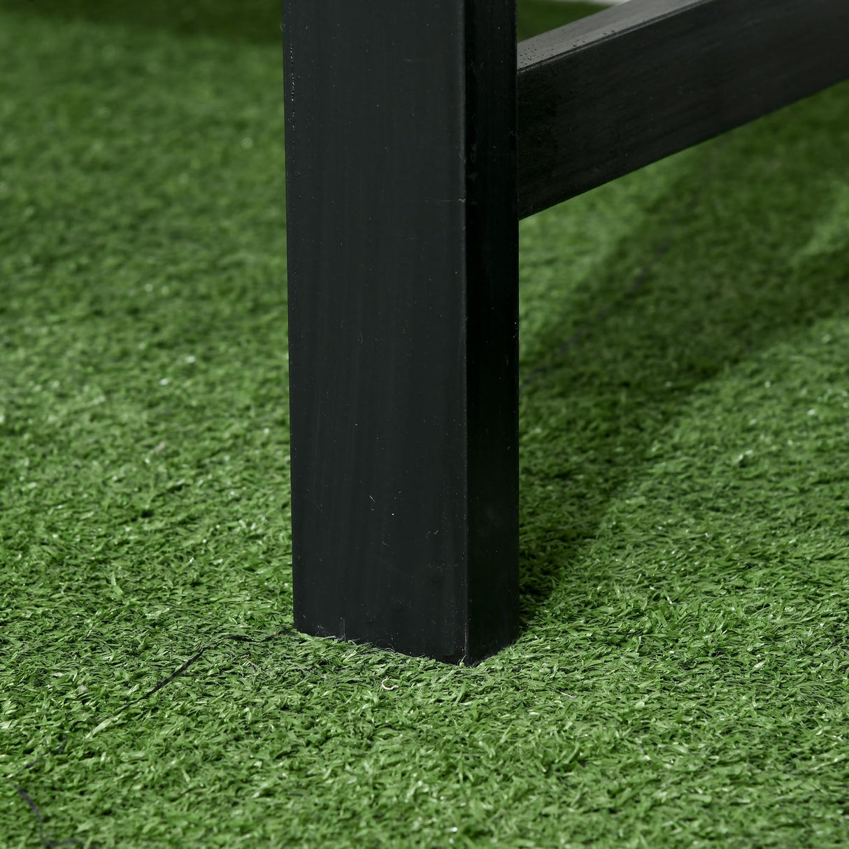 Outsunny Wooden Patio Bench, Outdoor Garden Bench with Backrest and Armrests, 3 Person Porch Bench with Rustic Country Diamond Pattern, Black Outsunny