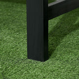 Outsunny Wooden Patio Bench, Outdoor Garden Bench with Backrest and Armrests, 3 Person Porch Bench with Rustic Country Diamond Pattern, Black Outsunny