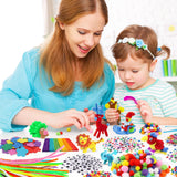 DOITEM Pipe Cleaners Craft Supplies, 1500+Pcs Arts and Crafts Supplies Including Pipe Cleaner Wiggle Googly Eyes Pom Poms Feathers Sticks Sequins Foam Flowers Papers Felt Stickers DOITEM