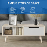 Cozy Castle Modern Wooden Coffee Table with Storage, Minimalist Hallway Mid Century Cocktail Table for Living Room Apartment Reception, Oak Cozy Castle