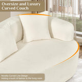114" Oversized Sectional Sofa for Living Room, Modern Luxury Plush Chenille 4-Seater Extra Deep & Wide Seat Curved Cloud Couch with 4 Throw Pillows, No Assembly Needed, Cream White DAMAIFROM
