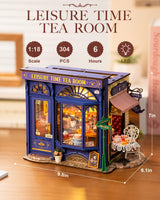 Rolife DIY Dollhouse Miniature House Kit 1:18 Edwardian Tea Room with Openable Facade, Diorama Building Model Kit Crafts for Adults Home Decor Creative Gift for Boys Girls Rolife