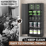 INTERGREAT Metal Garage Storage Cabinet with Wheels, Rolling Storage Cabinet with Locking Doors and 4 Adjustable Shelves,- 73" Steel Tool Cabinet for Home Office,Garage,Warehouse，Black INTERGREAT