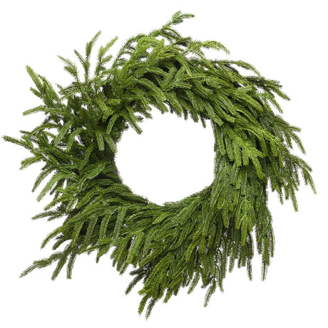 Somikis 24 Inch Christmas Wreaths for Front Door Real Touch Norfolk Pine Wreath for Winter Indoor&Outdoor Porch Windows Wall Home Decor, Realistic Wreath for All Seasons Somikis