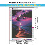 Mosaflare Moonlight Diamond Art for Adults, 5D Beach Diamond Painting Kits for Beginners, DIY Landscape Full Round Drill Paint by Diamonds Dot Gem Art for Adults, Home Wall Decor 12x16 Inch Mosaflare