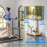 Rfiver Sleek Rolling TV Stand with Power Outlet for Home Decor, Height Adjustable Portable TV Stand on Wheels for 32-70 Inch TVs, Strong Tall Mobile TV Cart with Mount Up to 88 lbs, White Rfiver