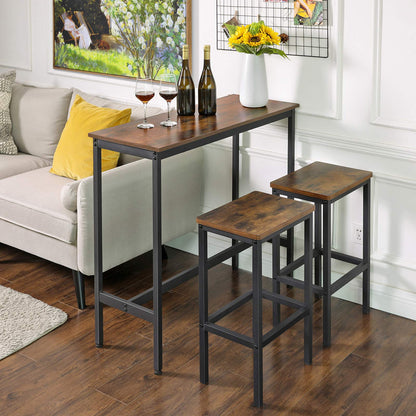 VASAGLE Narrow Industrial Bar Table in Rustic Brown and Ink Black - Perfect for Small Spaces