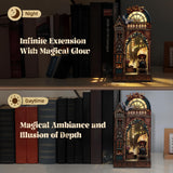 FUNPOLA LED 3D Puzzle Magic Station Book Nook Kit - Interactive 3D Wood Puzzle LED Magical Miniature with Infinite Extension Space - DIY Bookshelf Insert Decor Gifts FUNPOLA