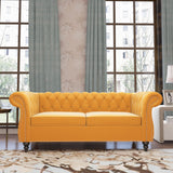 QHITTY Accent Sofa, Chesterfield Loveseat Modern Velvet Couch Upholstered Sofa with Tufted Back for Living Room Furniture (Mango) QHITTY