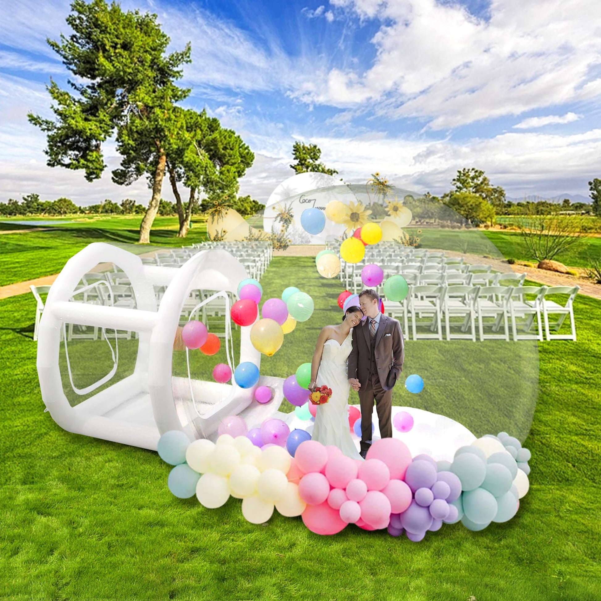 Bubble House, Bubble Tent Dome, PVC Transparent Inflatable Bubble House, Bubble Dome with Blower for Kids Party Balloon Garden Tent, 13ft Dome & 8ft Tunnel for Outdoor Party (Bubble house 13f - WoodArtSupply