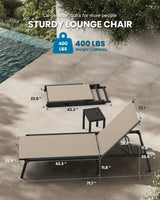 Vexwalx Chaise Lounge Outdoor, Foldable Aluminum Pool Lounge Chairs with 5 Positions Recliner - Free Assembly - Patio Chaise Lounge Chair for Poolside, Beach, Yard (Khaki) Vexwalx