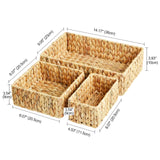 FairyHaus Wicker Baskets for Organizing 3Pack, Large and Small Wicker Storage Baskets Set, Hand Woven Baskets for Storage, Natural Water Hyacinth Storage Baskets for Pantry Shelf FairyHaus