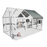 Large Catio Outdoor Cat Enclosure Walk in Cat Cage Cat Playpen Patio with Weatherproof Roof Cover, Multiple Platforms, 2 Bouncy Bridges and 2 Resting Houses White CuisinSmart