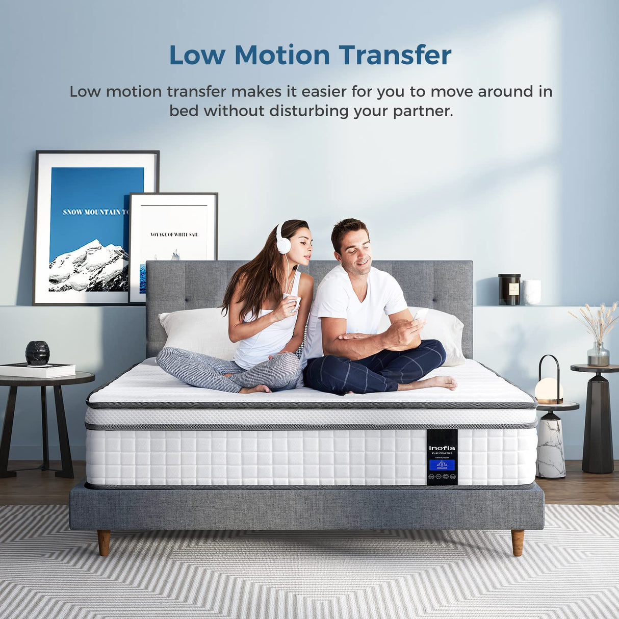 Inofia Twin Mattress, 10 Inch Twin Size Hybrid Mattress with Cool Memory Foam, Breathable Comfortable Single Mattress, Motion Isolating Individually Wrapped Coils, Supportive&Pressure Relief Inofia