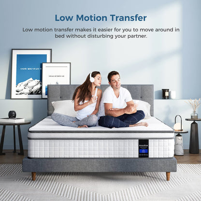 Inofia Twin Mattress, 10 Inch Twin Size Hybrid Mattress with Cool Memory Foam, Breathable Comfortable Single Mattress, Motion Isolating Individually Wrapped Coils, Supportive&Pressure Relief