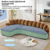 129'' Modern Sectional Sofa,4-5 Seater Upholstered Couches with 10 Cushions,High Density Sponges Cloud Couch, L-Shape Left Sofa,Corduroy Sponge Sofa for Living Room,No Assembly Required(Brown) Firscook